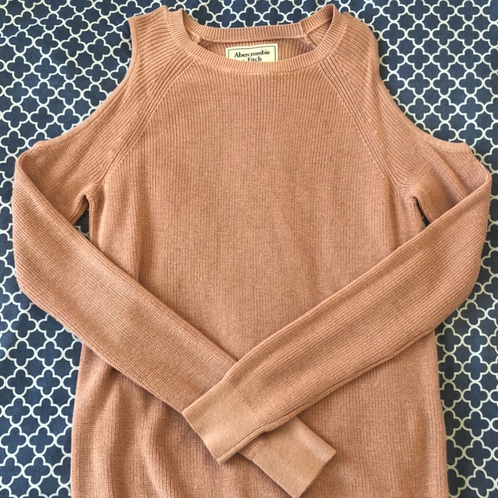 Abercrombie & Fitch, S, pink, cold-shoulder sweater